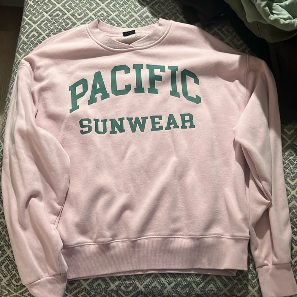 PACSUN: pink crewneck , green writing, size small
